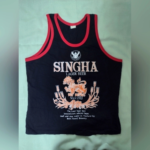 Vintage VTG 80s Thai Beer Singha Tank Top Large - Picture 1 of 5